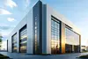 Moderne, mehrgeschossige Gebäude mit großen Fenstern und facettiertem Design, das auf einen Unternehmensstandort hinweist.