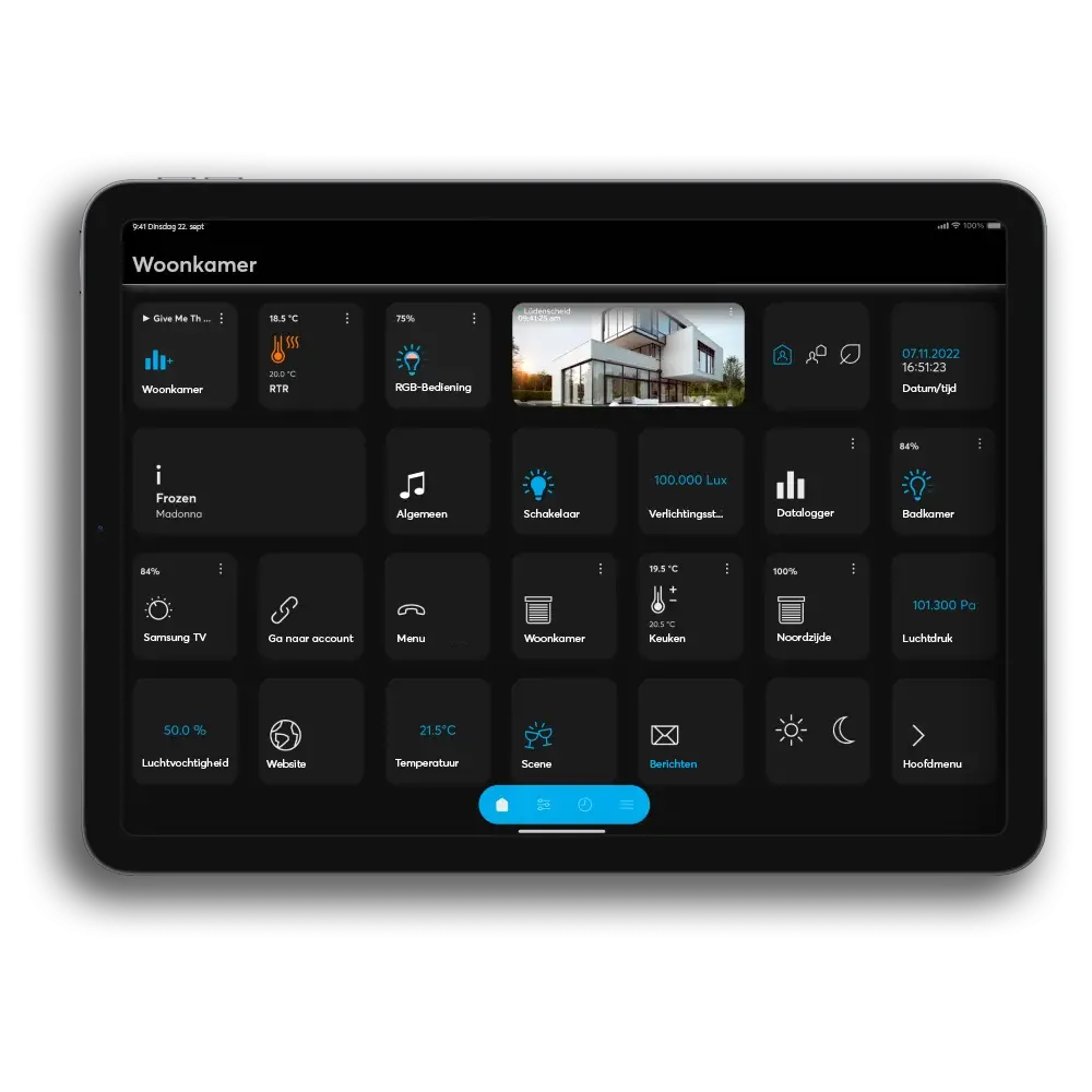 Homepage KNX app op tablet