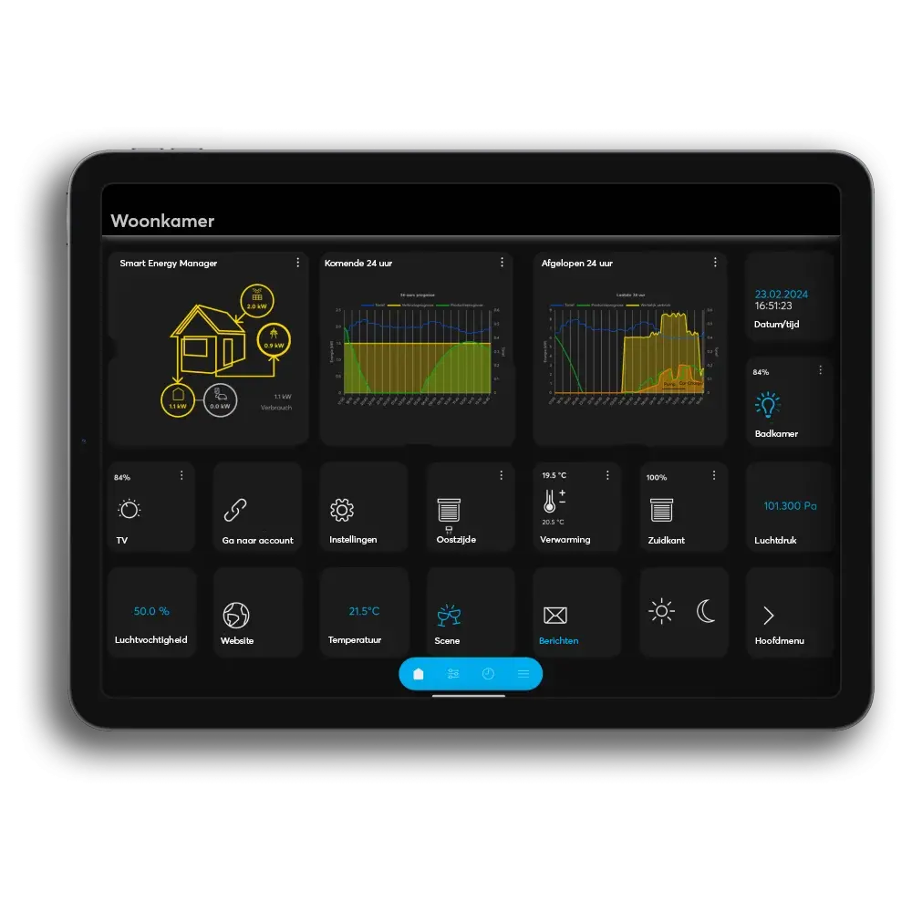 Energiemanagement overzicht op tablet.