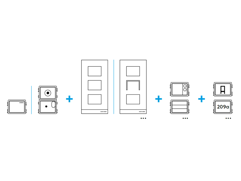 Modulaire buitenpost van Busch-Jaeger in tekening te zien