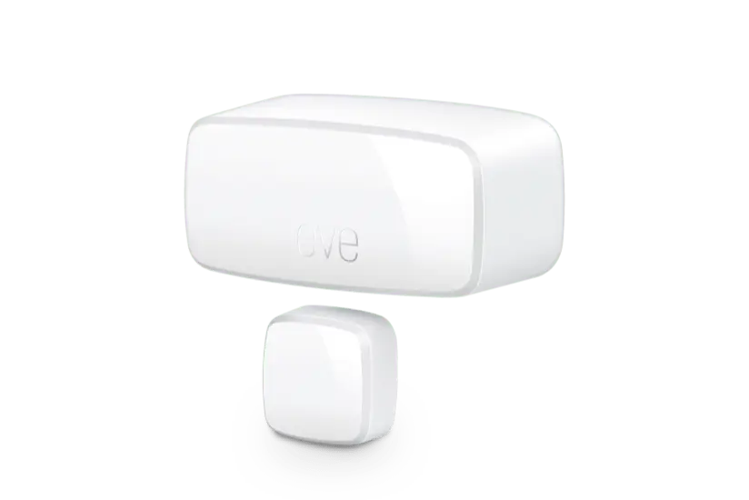 Weißer Smart-Home-Sensor in rechteckiger und quadratischer Form, ausgelegt zur Überwachung von Türen oder Fenstern.